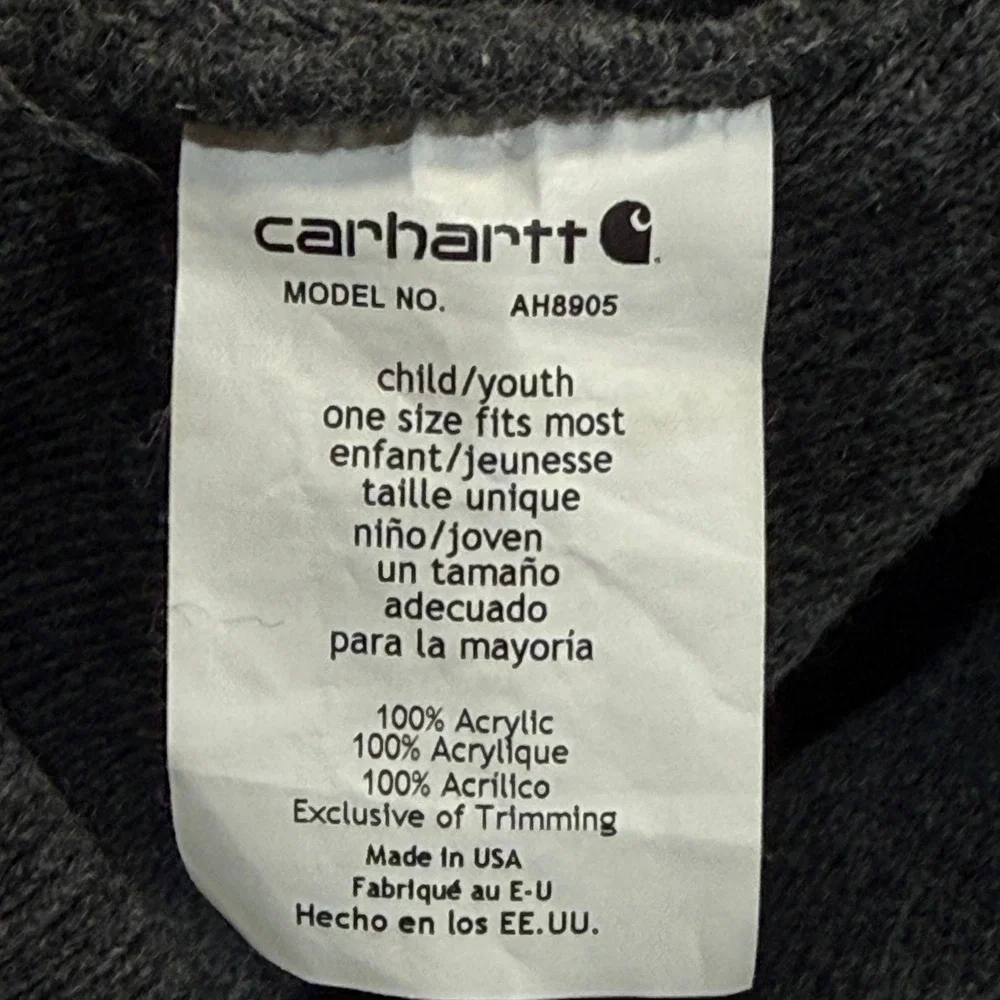 Carhartt Youth Beanie Charcoal Heather Grey Ribbed Knit Watch Hat‎ AH8905 USA